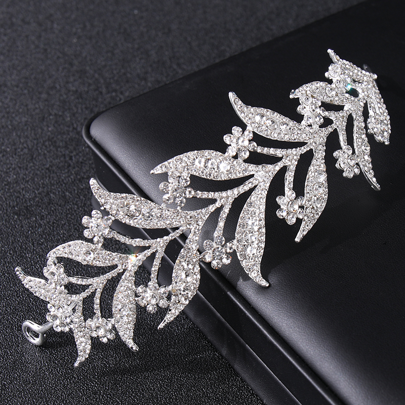 Luxury Silver Crystal Leaf Vine Tiara
