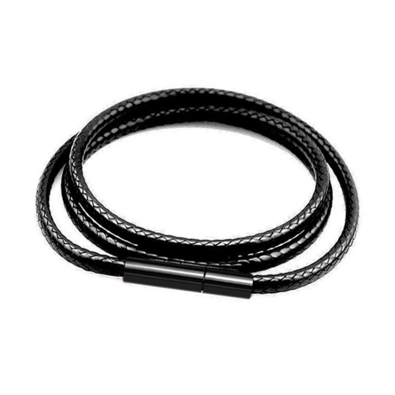 Japan Korean Black Leather Rope Necklace Women Black Tube Necklace Woman Neck Collar Chain Necklace Choker Clavicle 1mm 2mm 3mm 