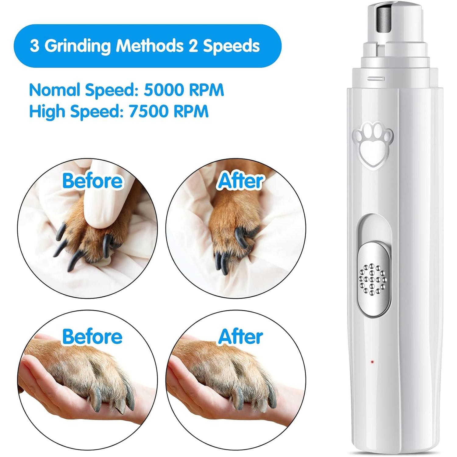 2-Speed Electric Dog Nail Grinder with LED Light and Diamond Wheel 