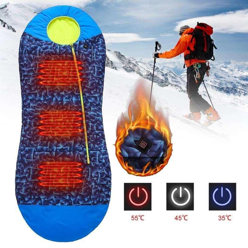 4-Zone Heated Camping Sleeping Bag with Adjustable Temperature Control 