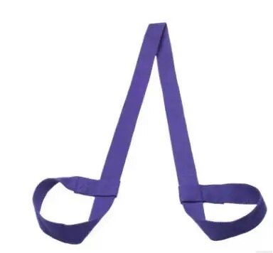 Adjustable Cotton Yoga Mat Shoulder Strap & Exercise Stretch Belt Color: Purple 