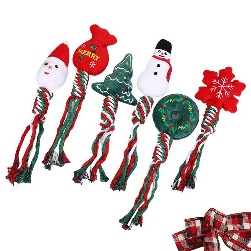 Christmas-Themed Dog Rope Toy for Teeth Cleaning and Play 