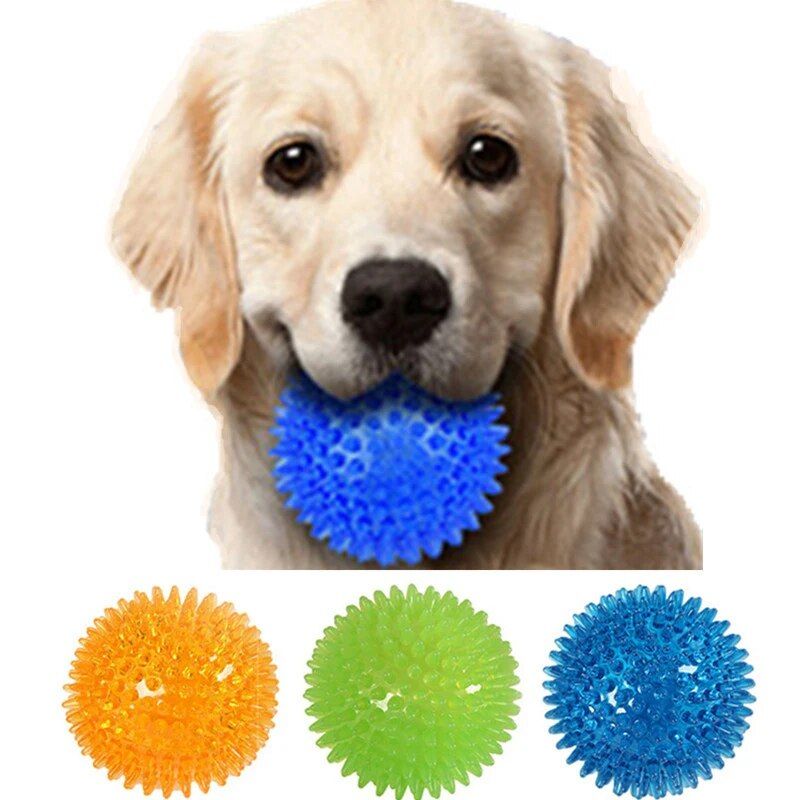 Colorful Squeaky Dog Ball for Dental Health and Interactive Play 