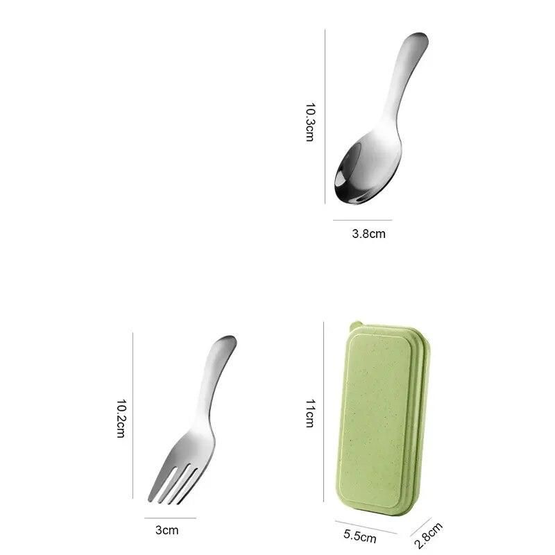 Compact Stainless Steel Spoon & Fork Set with Lunch Box - Ideal for Camping and Outdoor Adventures 