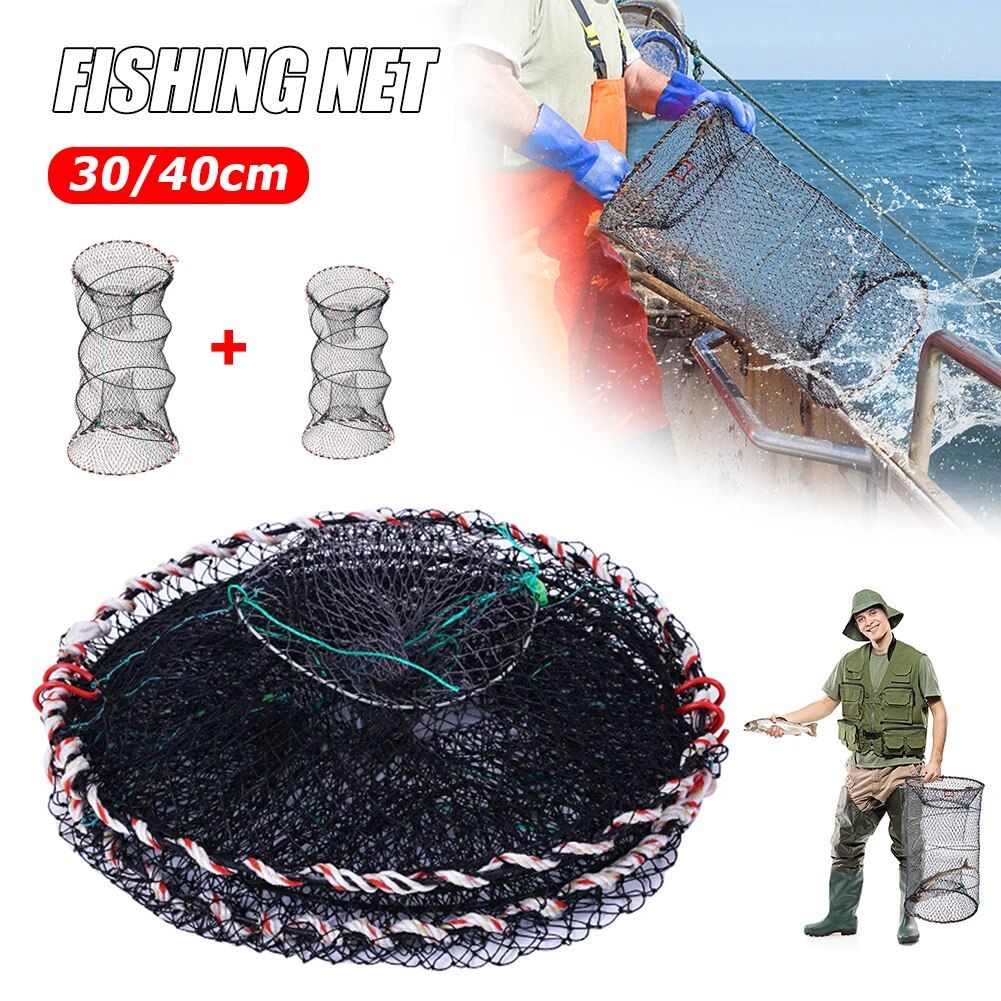 Compact & Versatile Folding Fishing Net - Portable 40x88cm Crab and Crayfish Trap 