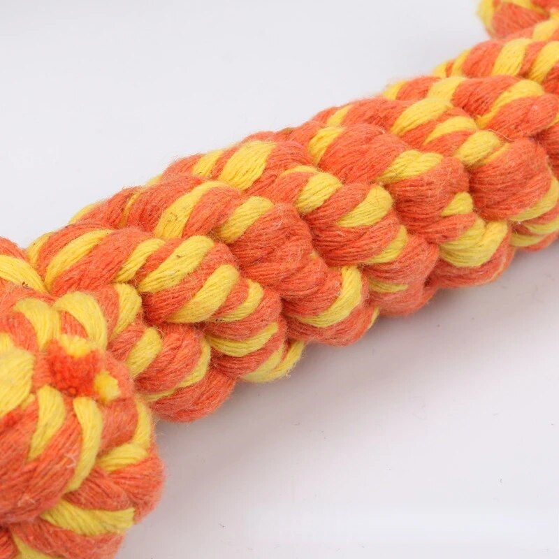 Cotton Rope Teething Chew Toy for Dogs - Vibrant Triple Colors 