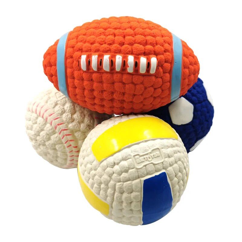Durable Latex Squeaky Dog Ball Toys - Interactive Chew Toy for All Dog Sizes 