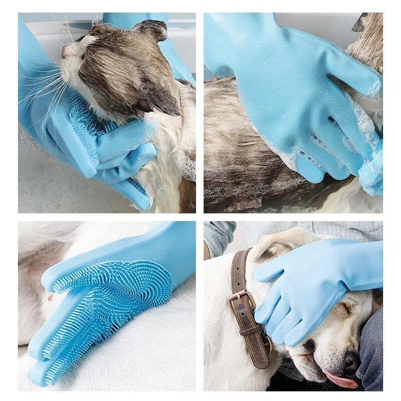 Eco-Friendly Silicone Pet Grooming and Bathing Gloves 