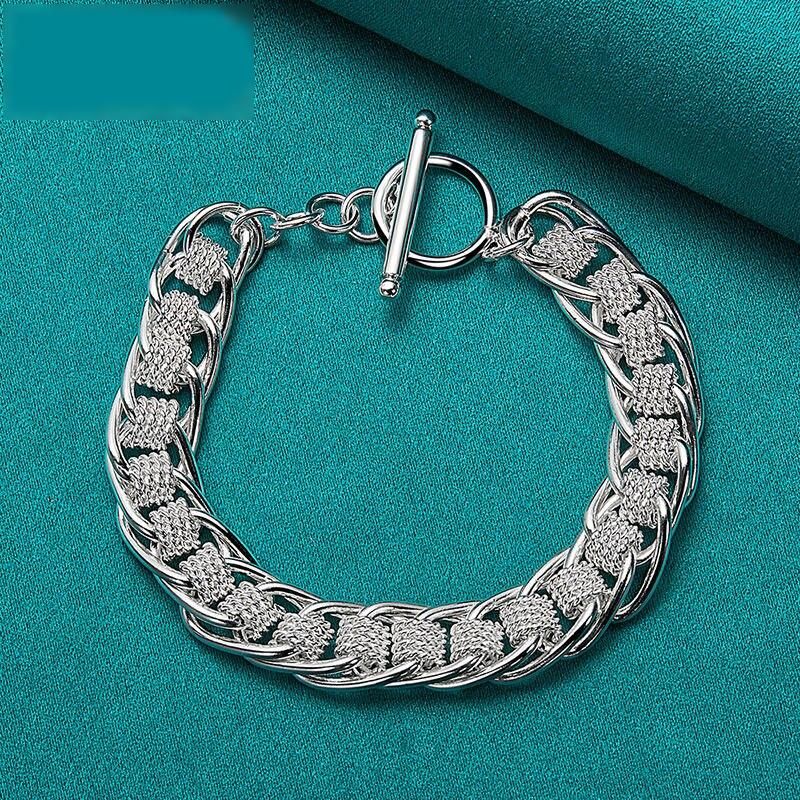 Elegant 925 Sterling Silver Circle Charm Chain Bracelet - Unisex, Classic Design for Special Occasions 