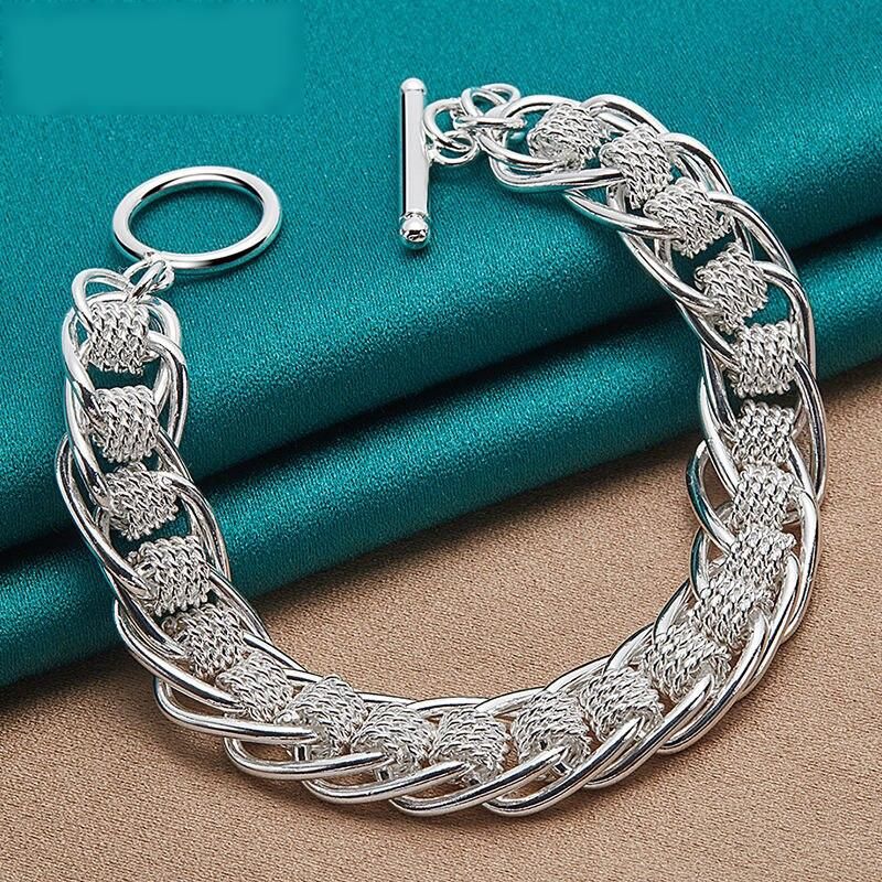 Elegant 925 Sterling Silver Circle Charm Chain Bracelet - Unisex, Classic Design for Special Occasions 