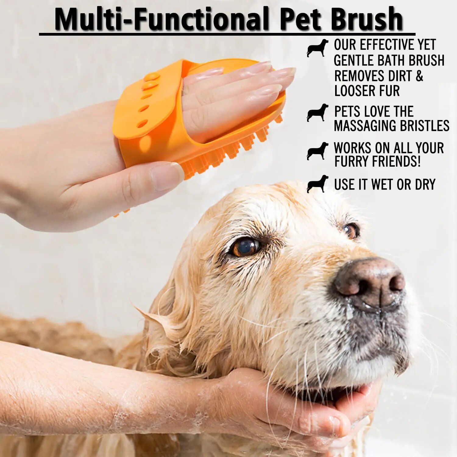 Gentle Pet Grooming and Massage Brush for Dogs and Cats 