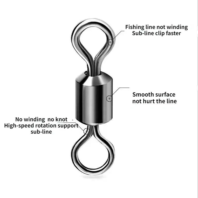 High-Strength Stainless Steel Fishing Swivels with Safety Snap 