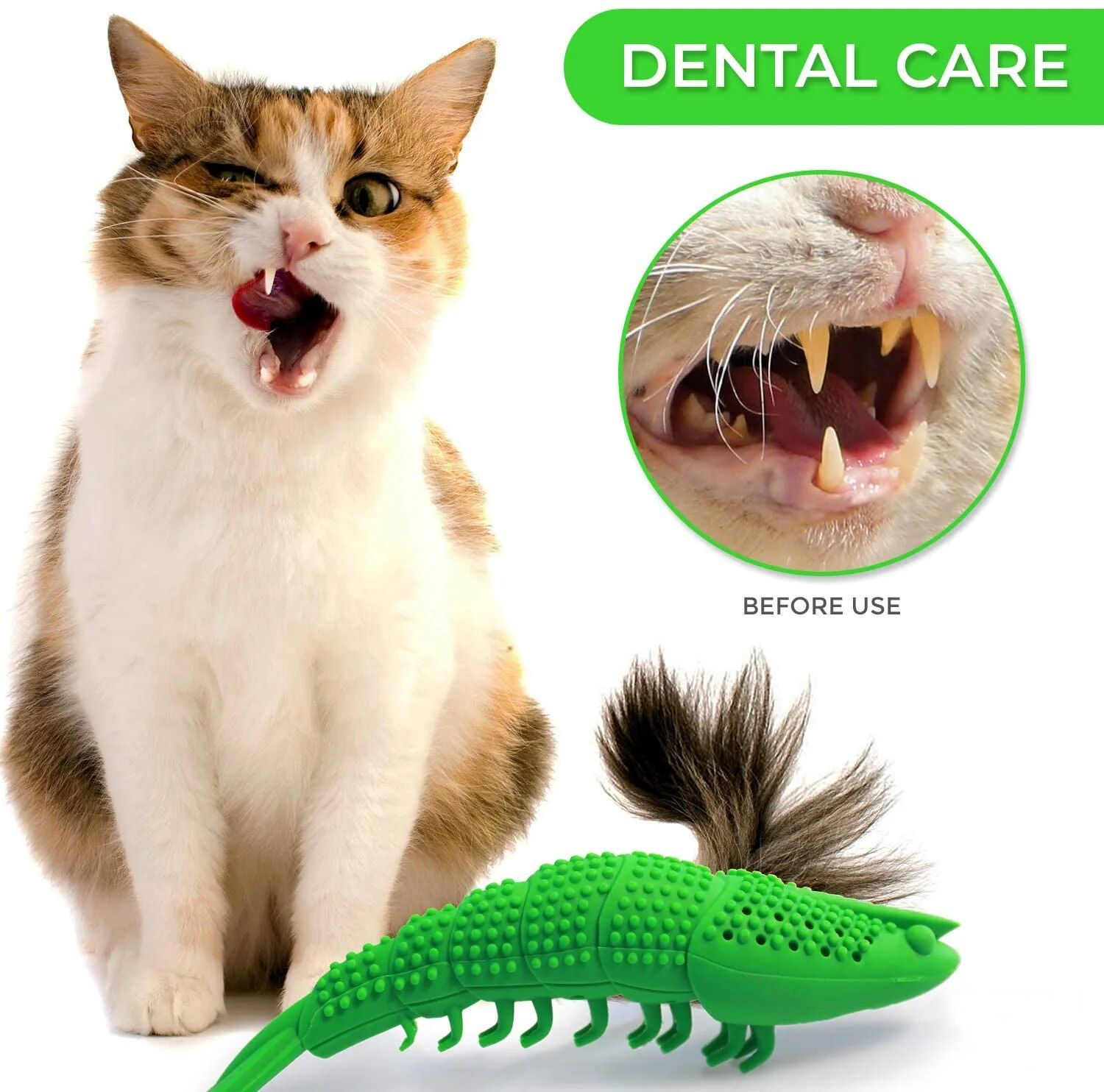 Interactive Cat Dental Chew Toy: Durable Rubber, Teeth Cleaning and Play 