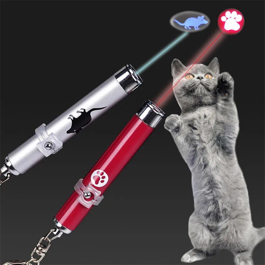 Interactive Cat Laser Toy with Animated Mouse Projection 