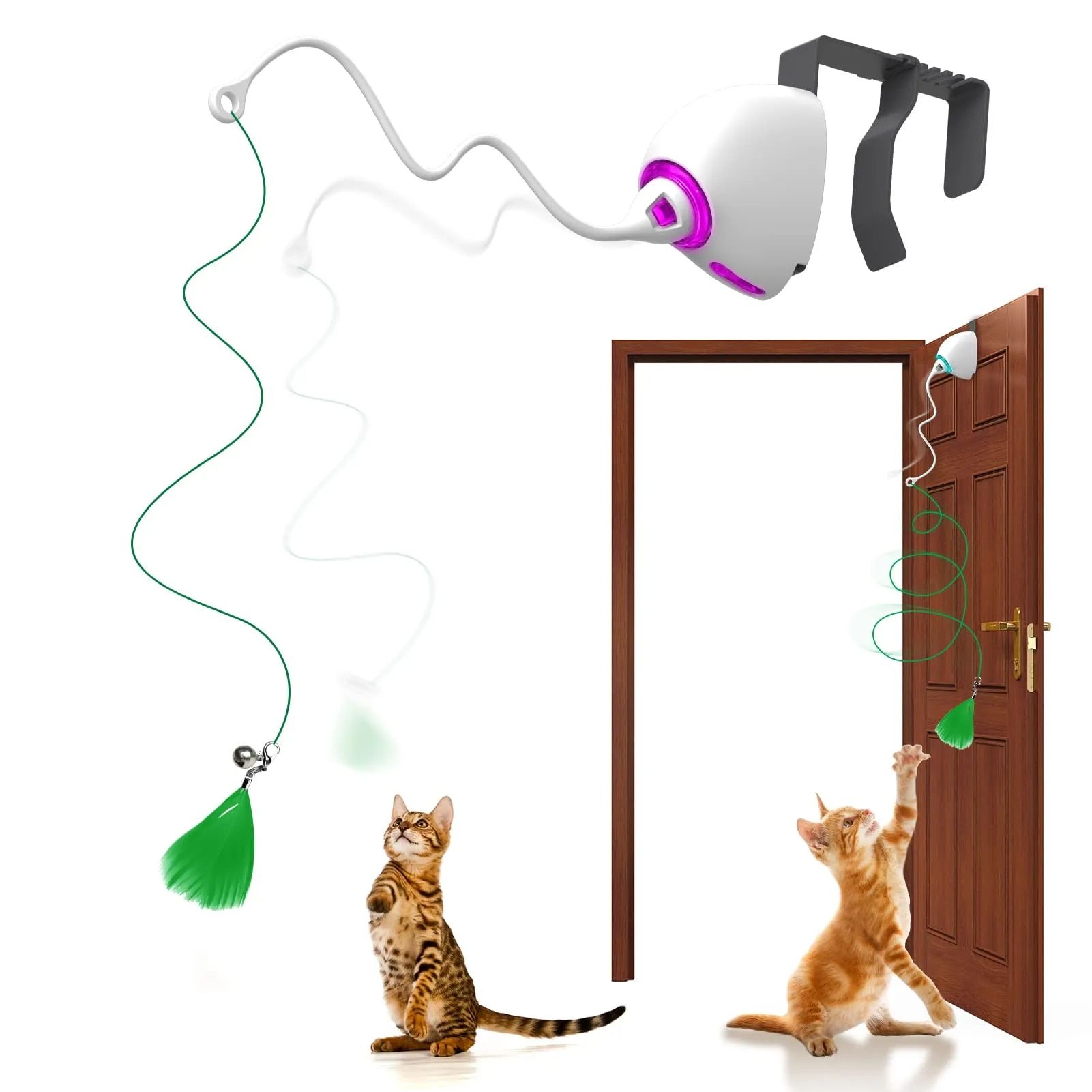 Interactive Electric Cat Toy: Door-Hanging, USB Rechargeable Teaser with Adjustable Rope & Accessories 