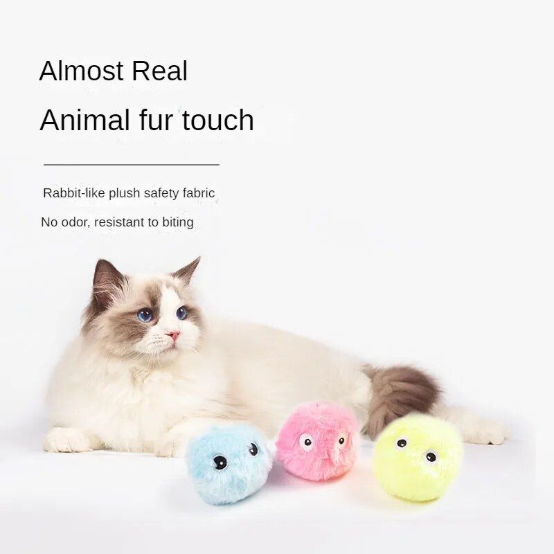 Interactive Squeaky Plush Cat Ball Toy with Animal Sounds and Catnip 