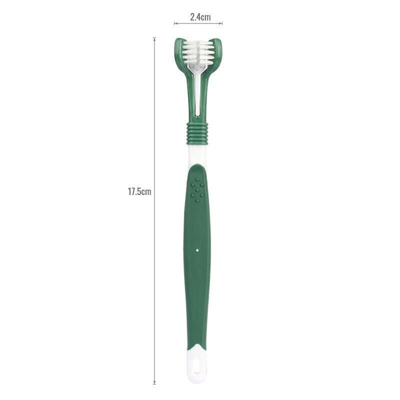 Multi-Angle Pet Toothbrush for Dogs & Cats Color: Green 