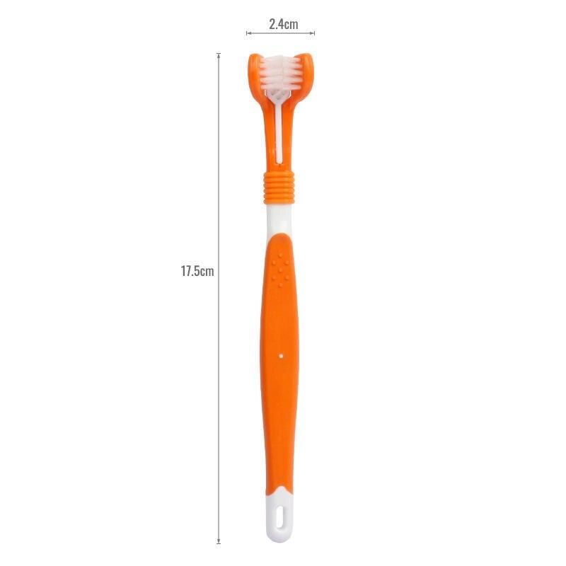 Multi-Angle Pet Toothbrush for Dogs & Cats Color: Orange 