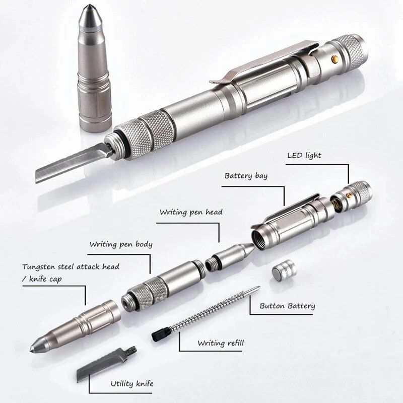 Multi-Function Tactical Pen: Self-Defense, Emergency Flashlight & Writing Tool 