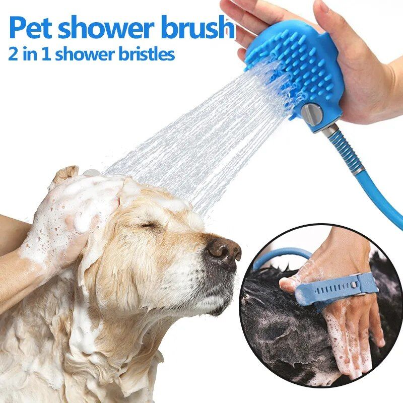 Multi-Purpose Dog Bathing and Grooming Brush with Massage Nozzle 