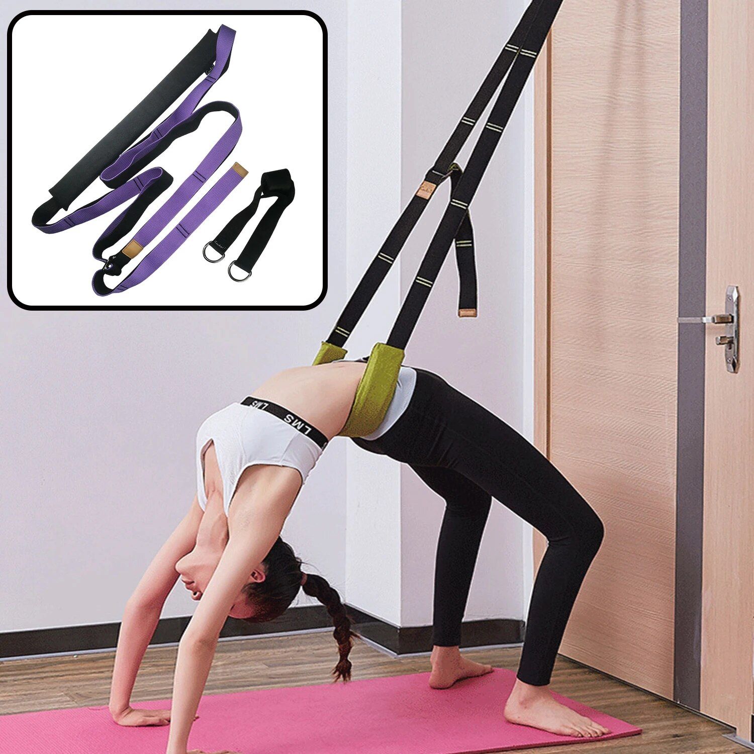 Multi-Purpose Yoga Stretch Strap for Fitness, Ballet, and Gymnastics - Polyester Cotton 