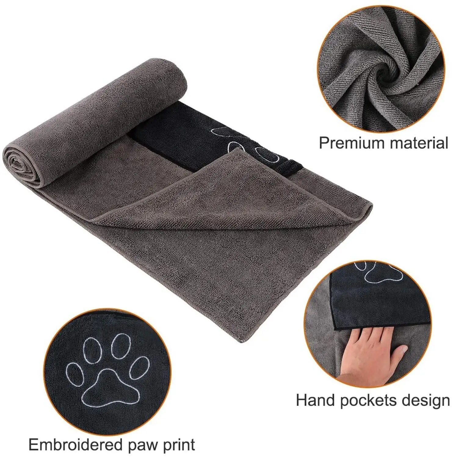 Pet Drying Towel Ultra-absorbent Dog Bath Towel Microfiber 96*50cm 