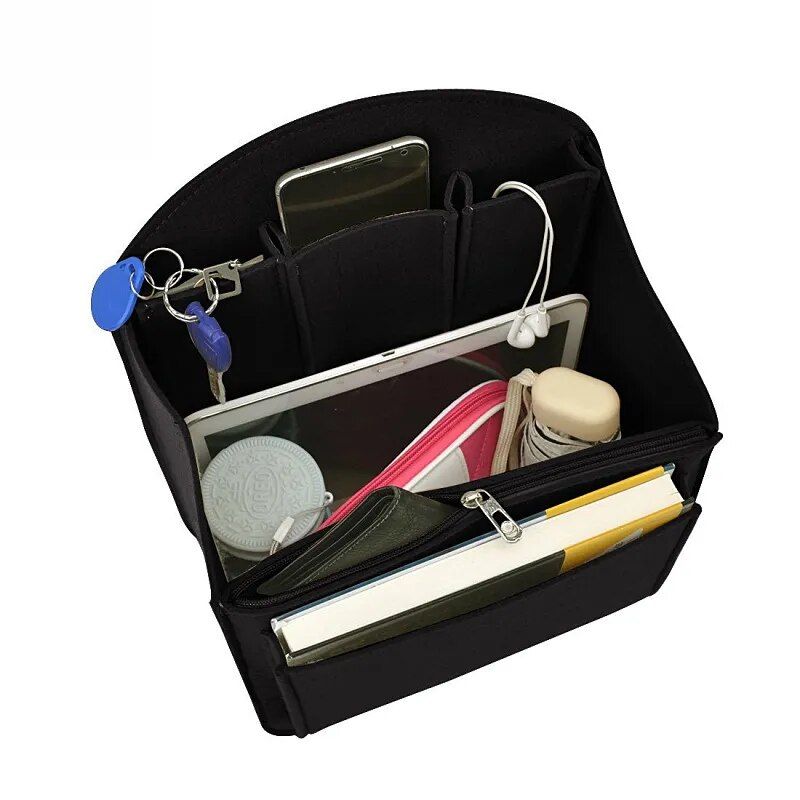 Portable Felt Cosmetic Organizer - Versatile Makeup Insert Bag for Handbags and Backpacks 