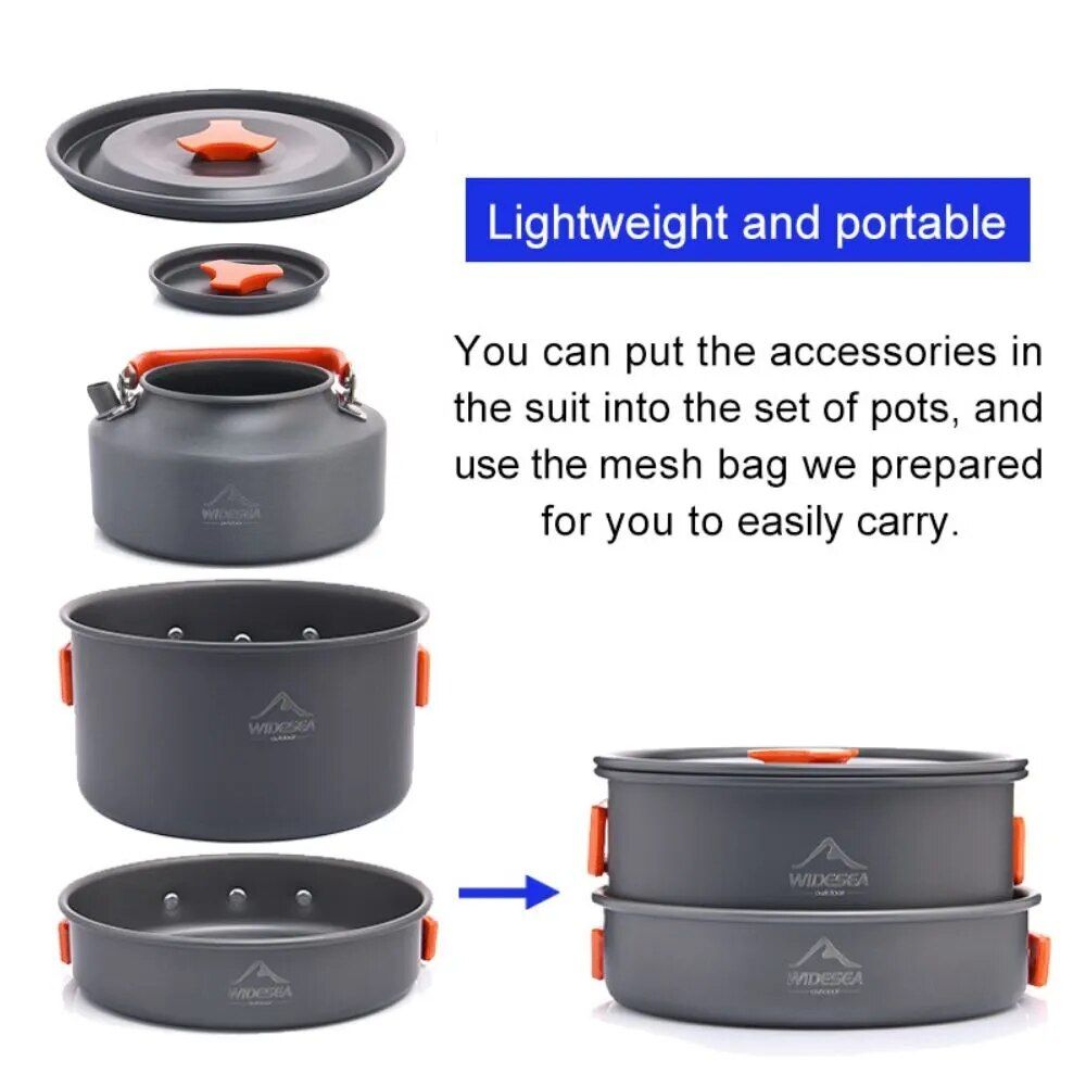 Portable Outdoor Cookware Set - Lightweight Camping & Hiking Tableware with Utensils 