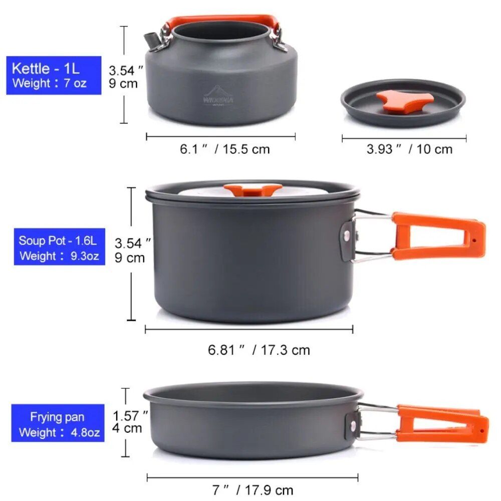 Portable Outdoor Cookware Set - Lightweight Camping & Hiking Tableware with Utensils 