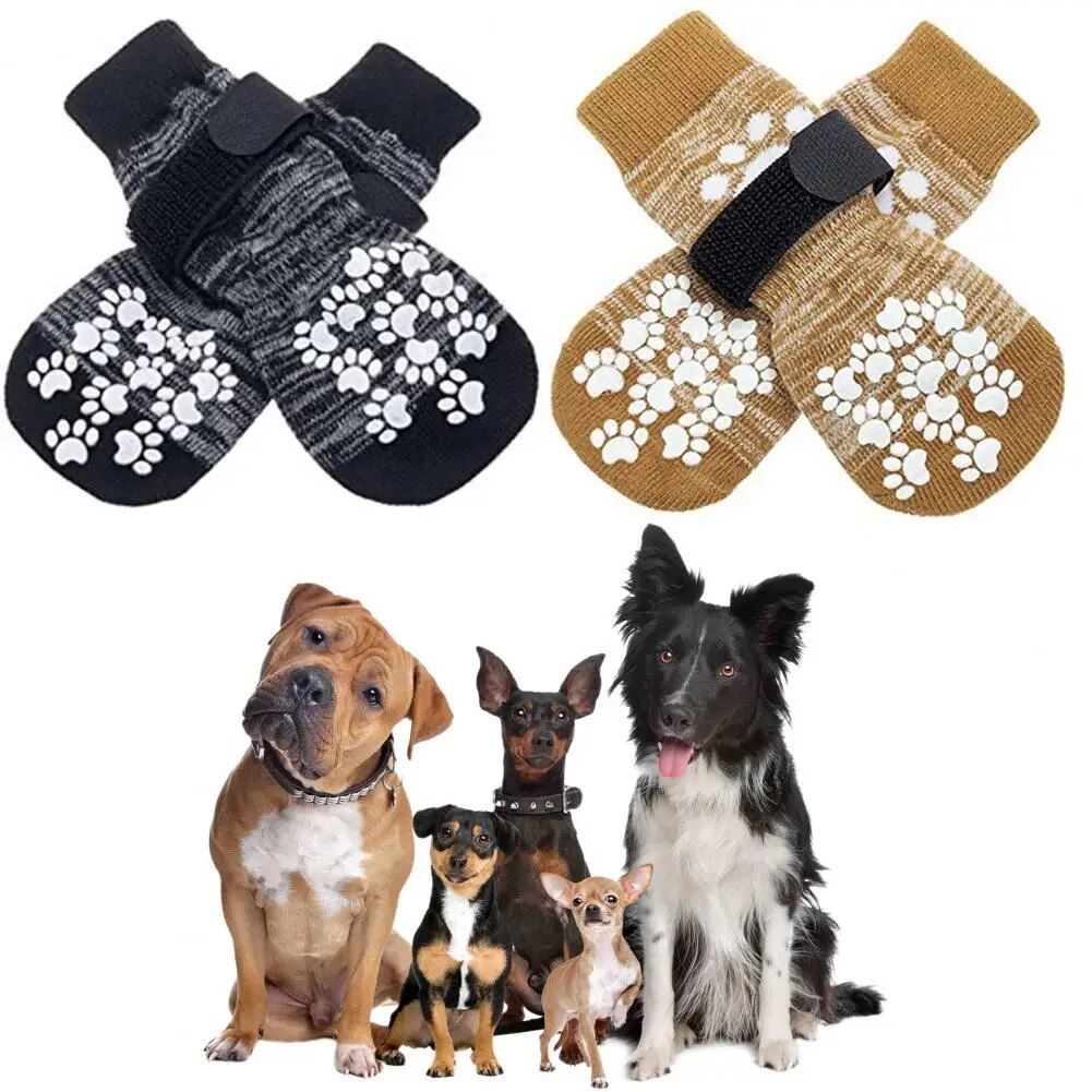 Premium Anti-Slip Waterproof Dog Socks with Adjustable Straps 