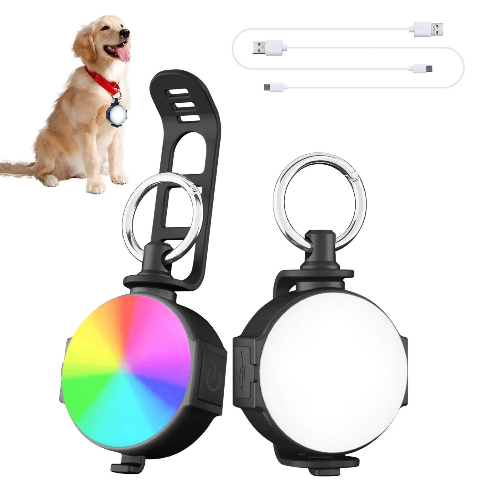 USB Rechargeable LED Pet Safety Light - Multi-Mode Dog & Cat Collar Flashlight for Night Adventures 