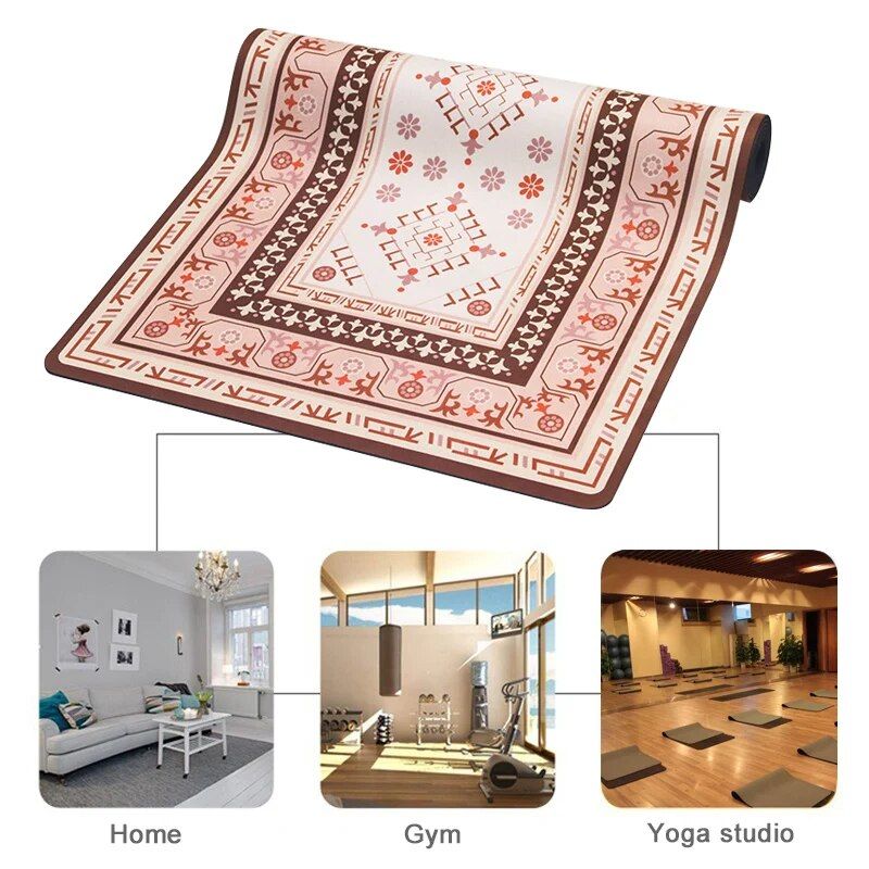 Ultra-Thin Vintage Ethnic Print Yoga Mat - 1MM Foldable Natural Rubber & Suede Mat 