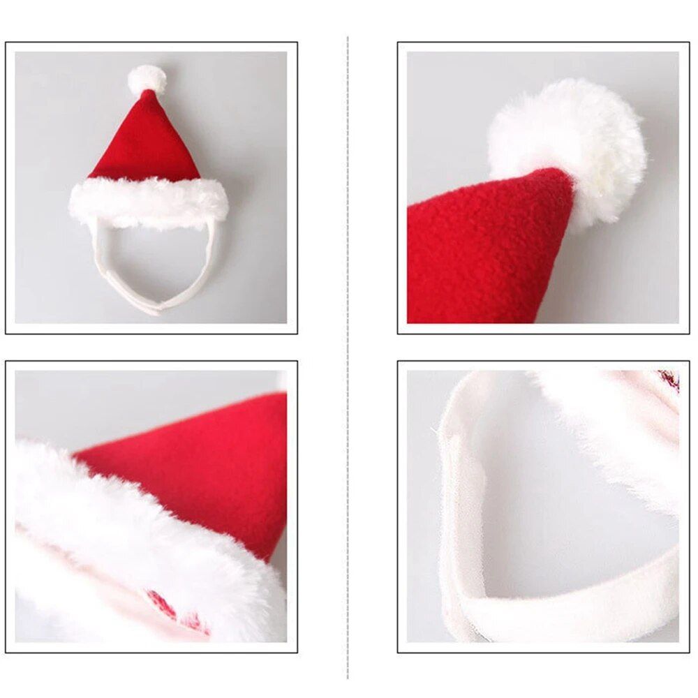 Velvet Christmas Santa Hat & Scarf Set for Pets 