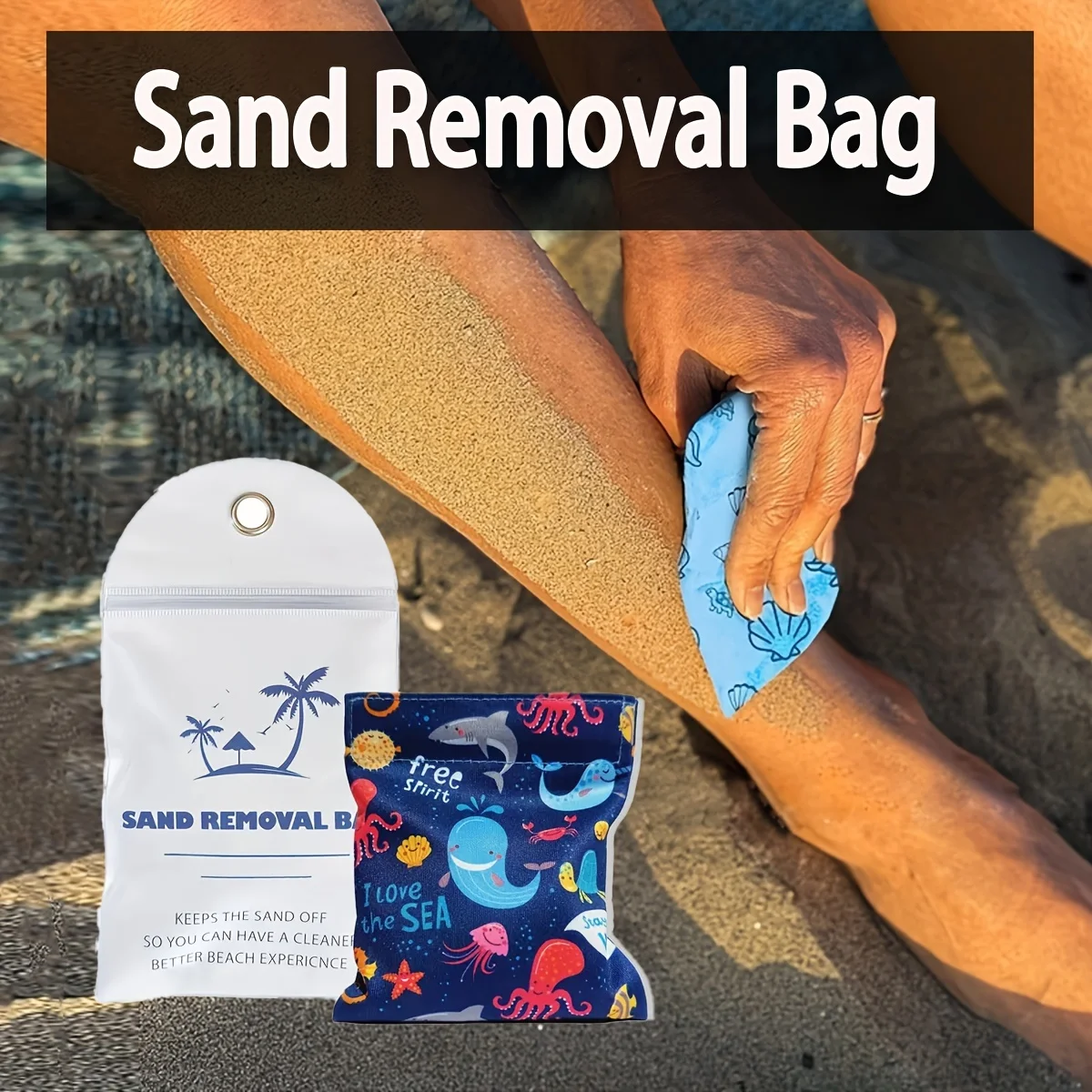 Sand Removal Bag,Summer Beach Party Gifts,Sand Remover For Beach, Powder Pouch Sand Remover Brush Beach Vacation Camping