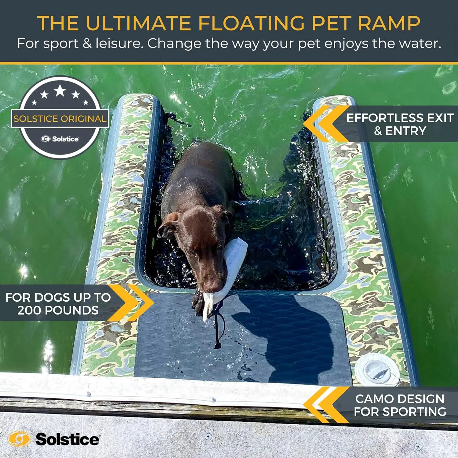 ORIGINAL Inflatable Pup Plank CAMO SPORT Dog Float Floating Ramp Ladder For Pools Boats Docks | Dog On Water Ladder Ste