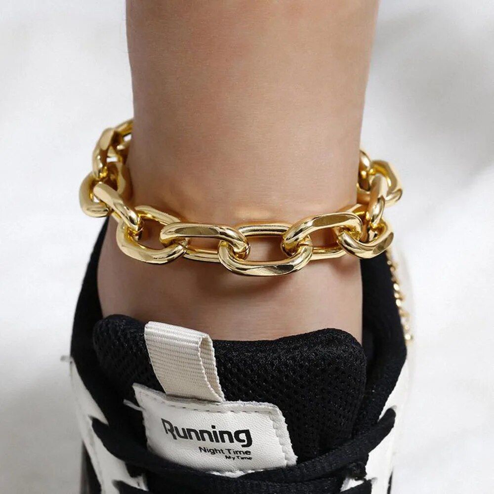 Bohemian Punk Geometric Thick Chain Anklet 