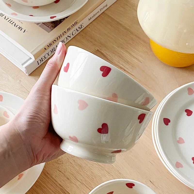 Charming Heart-Shaped Ceramic Dinnerware 