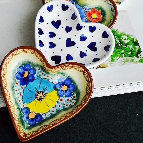 Colorful Ceramic Heart-Shaped Love Plate for Desserts, Fruits & Seasonings 