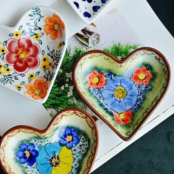 Colorful Ceramic Heart-Shaped Love Plate for Desserts, Fruits & Seasonings 