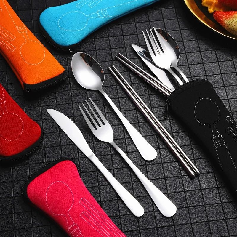 Compact & Stylish Cutlery Storage Bag for On-the-Go Dining 
