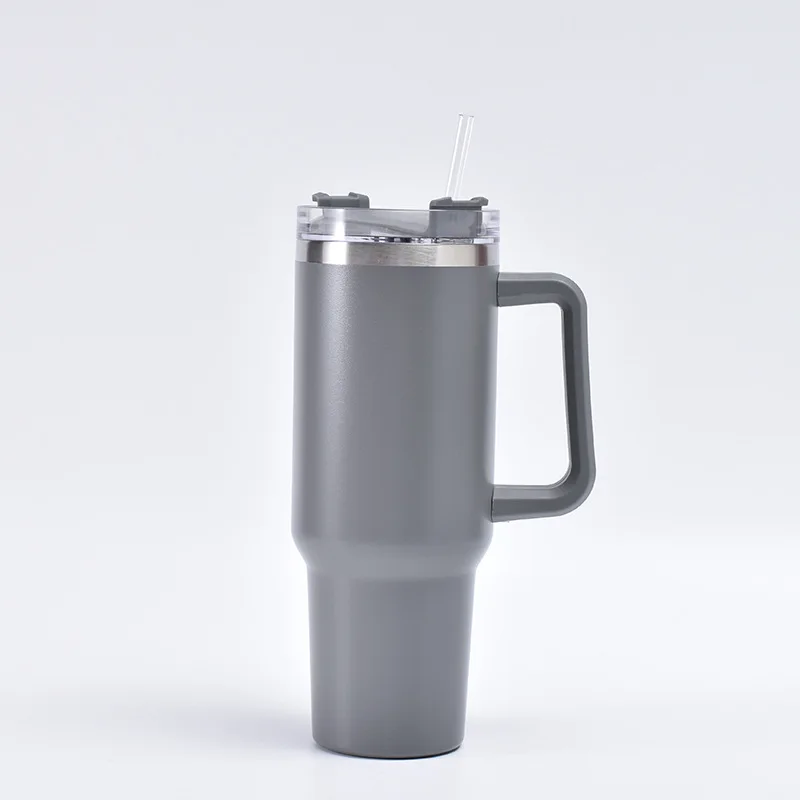 Drinkware 40Oz Mug Tumbler Flowstate Stanley Quencher 1200Ml Stanley Cup Stainless Steel Vacuum Insulated Tumbler Ice Coffee Cup Color: grey 