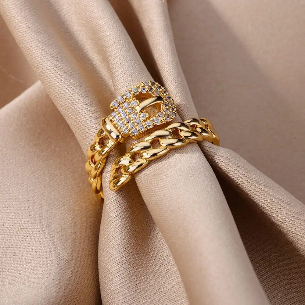 Gold Plated Stainless Steel Aesthetic Ring 