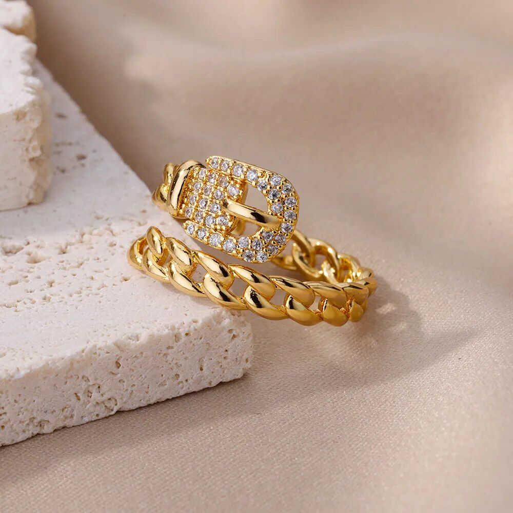 Gold Plated Stainless Steel Aesthetic Ring 
