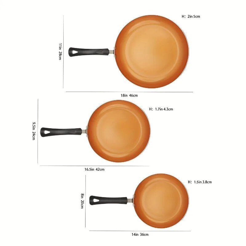 Golden Ceramic Nonstick Frying Pan Set 
