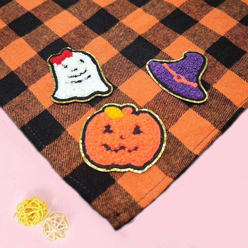 Halloween Checkered Bandana for Dogs and Cats 