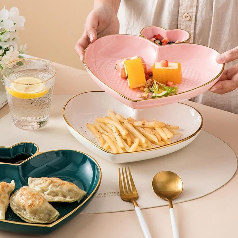 Heart-Shaped Ceramic Plate for Western Cuisine & Desserts 