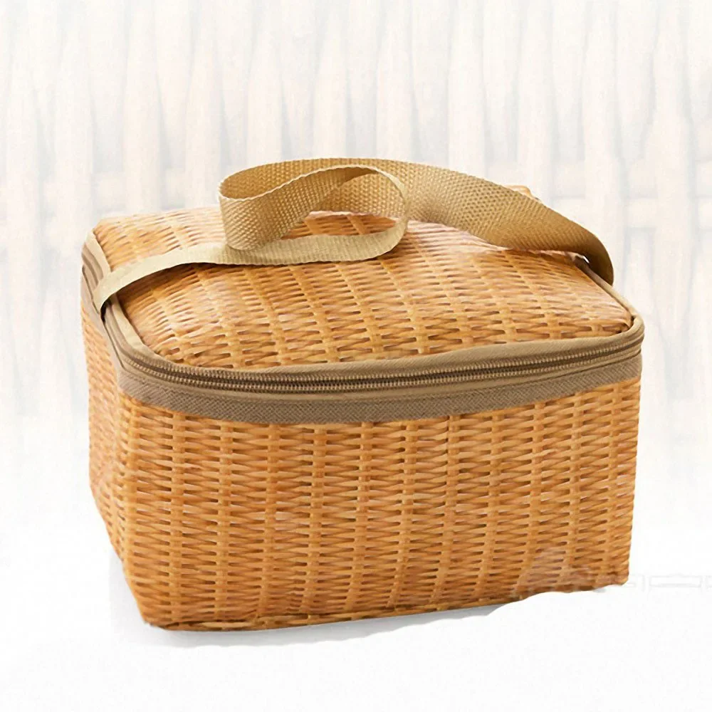 Portable Outdoor Picnic Bag Waterproof Tableware Insulated Thermal Cooler Food Container Basket for Camping Picnic Picnic Basket