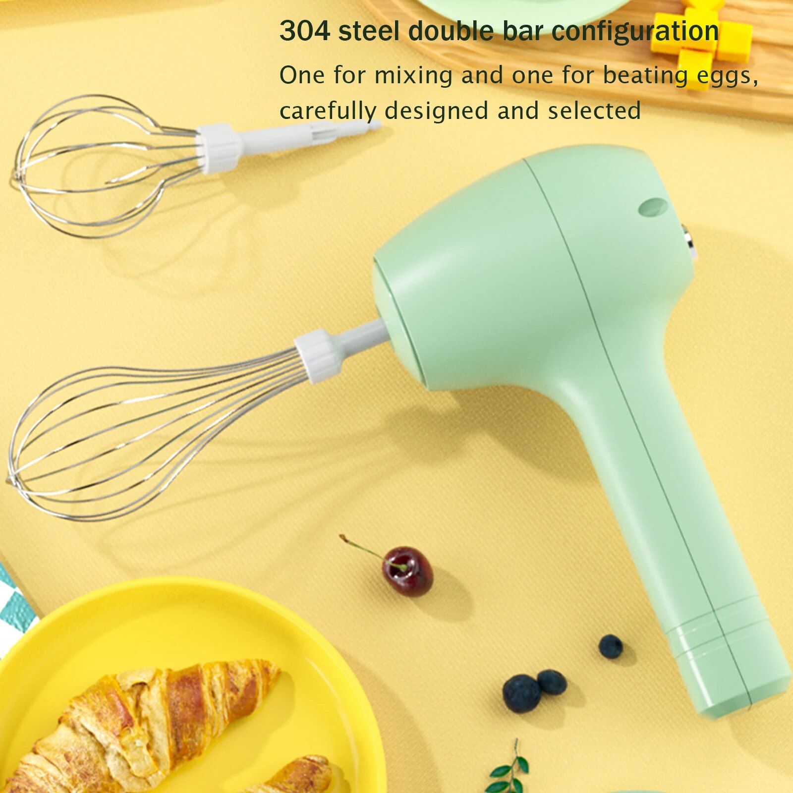 Portable Wireless Electric Mixer - USB Rechargeable Handheld Whisk & Food Blender 