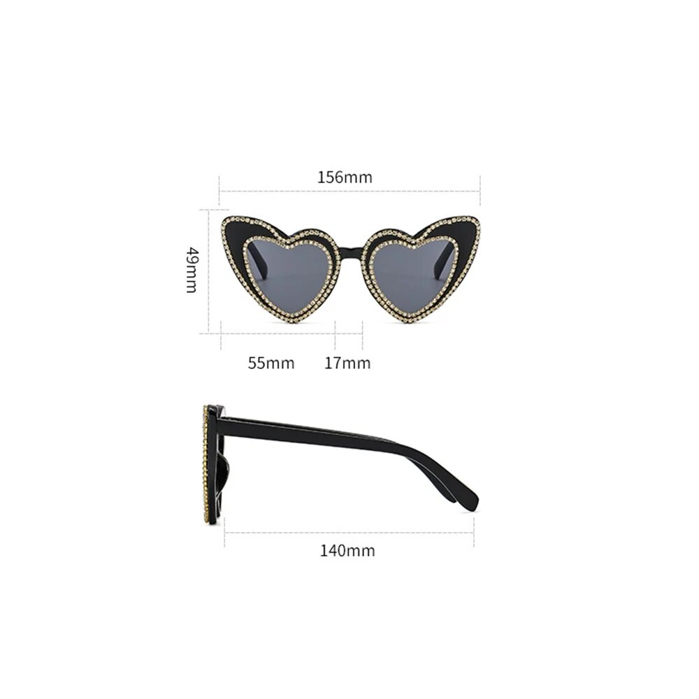 Rhinestone Heart-Shaped Cat Eye Sunglasses 