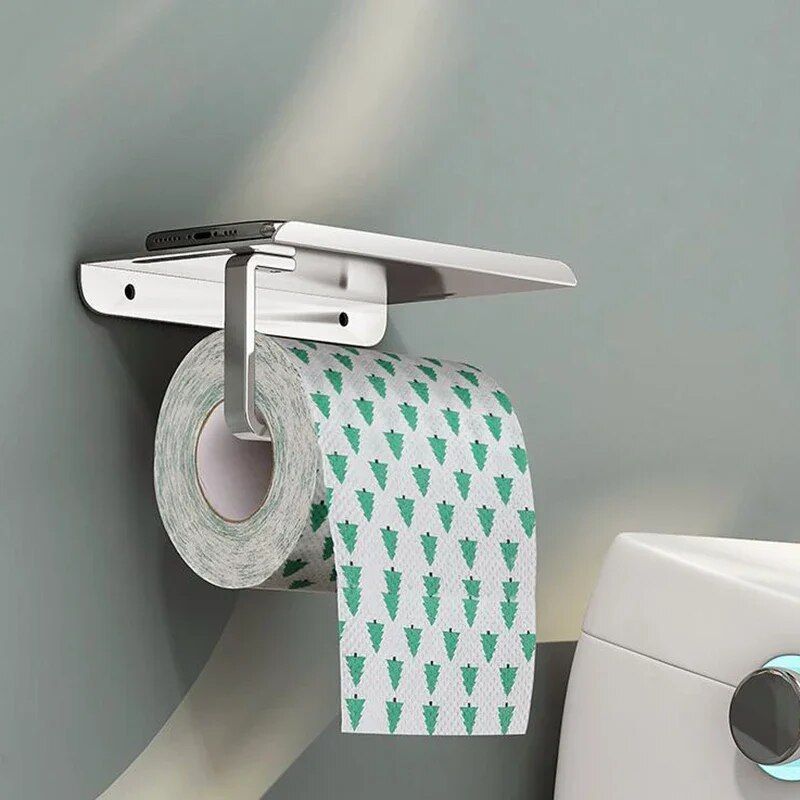 Sleek Aluminum Alloy Toilet Paper Holder with Tray 